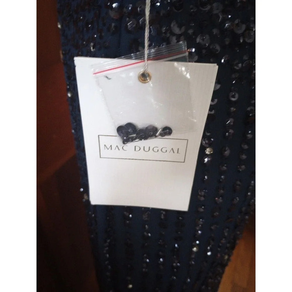 MAC DUGGAL Navy SEQUIN Beaded Gown Sz 2 93603 SLEEVELESS Prom Gala Pageant Dress - Picture 10 of 12